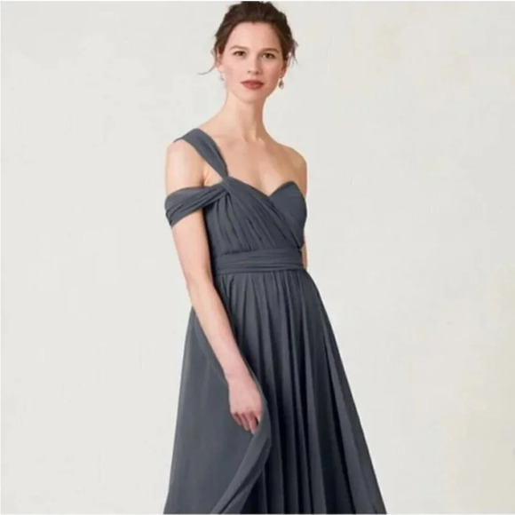 NWT Jenny Yoo Mira Convertible Dress Gray Storm Size 6 - Picture 1 of 4